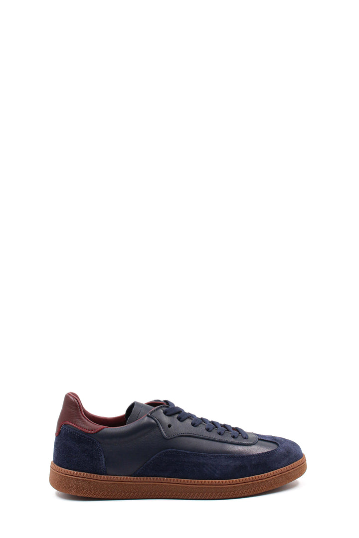 Navy Suede Leather Retro Sneakers-Wessi