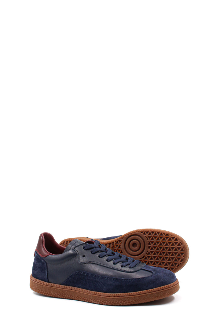 Navy Suede Leather Retro Sneakers-Wessi