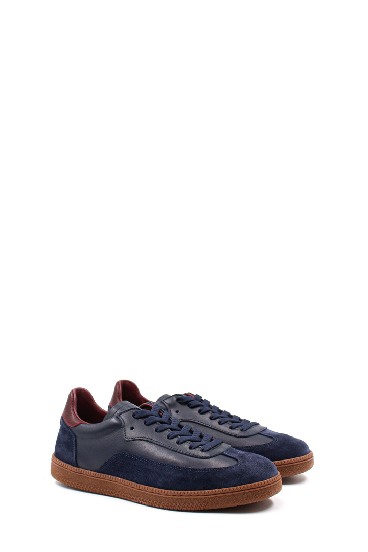 Navy Suede Leather Retro Sneakers-Wessi