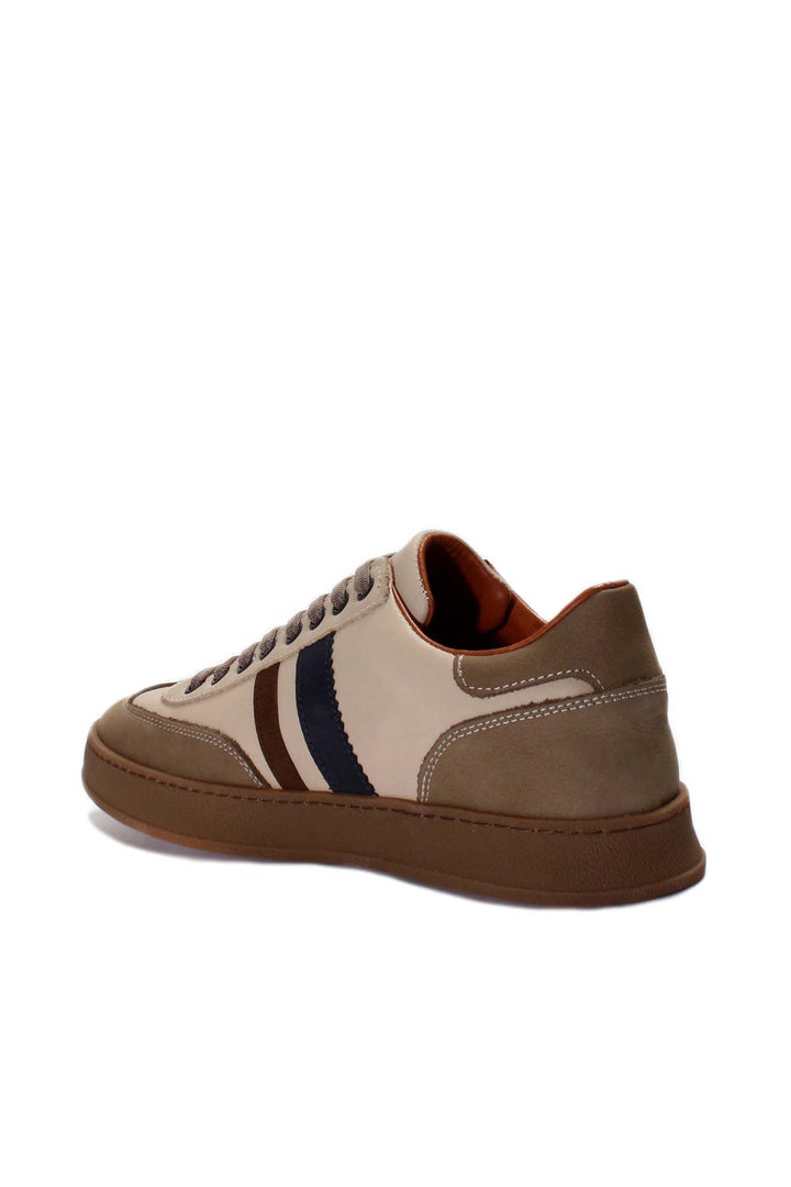 Men's Beige and Taupe Sneakers with Navy and Brown Accents - Wessi