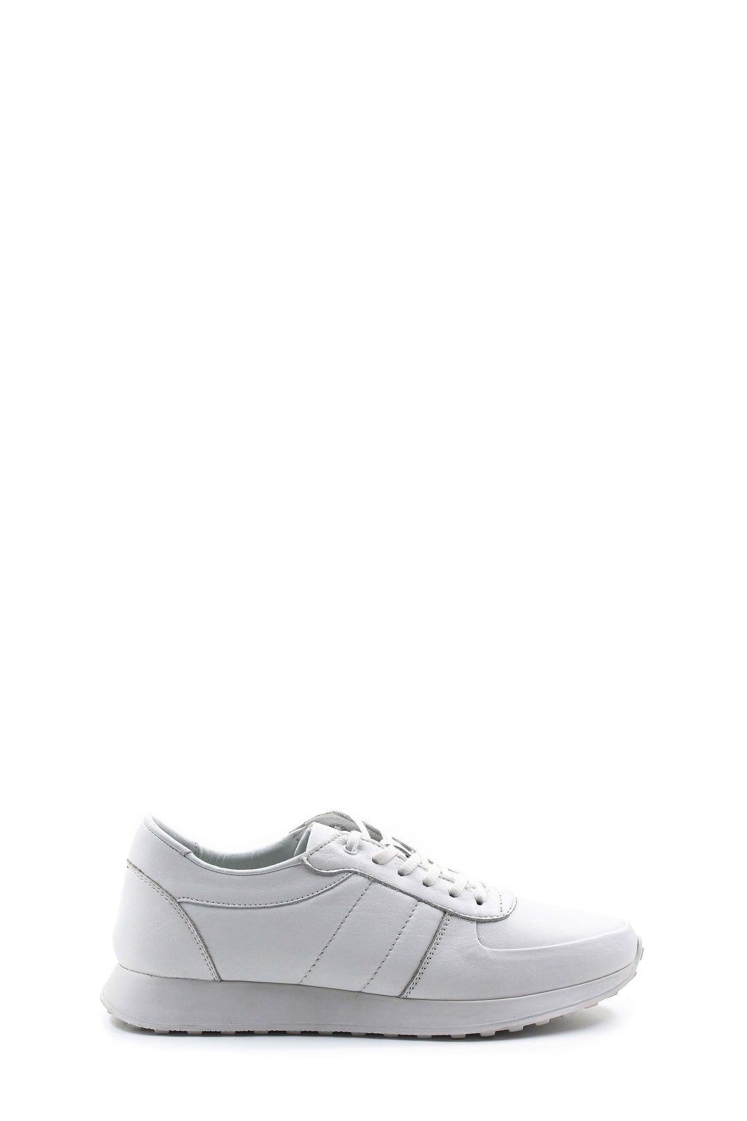 Men's All-White Leather Sneakers with Low-Top Design - Wessi