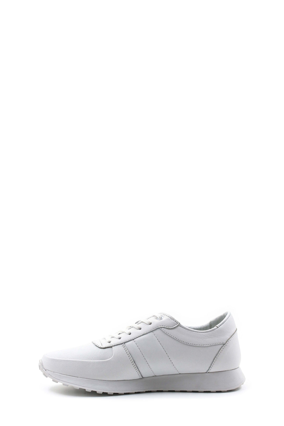 Men's All-White Leather Sneakers with Low-Top Design - Wessi