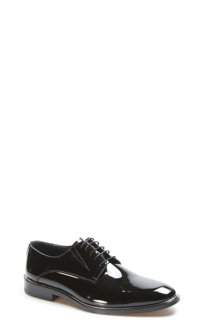 Men's Black Patent Leather Lace-Up Oxfords with Sleek Finish - Wessi