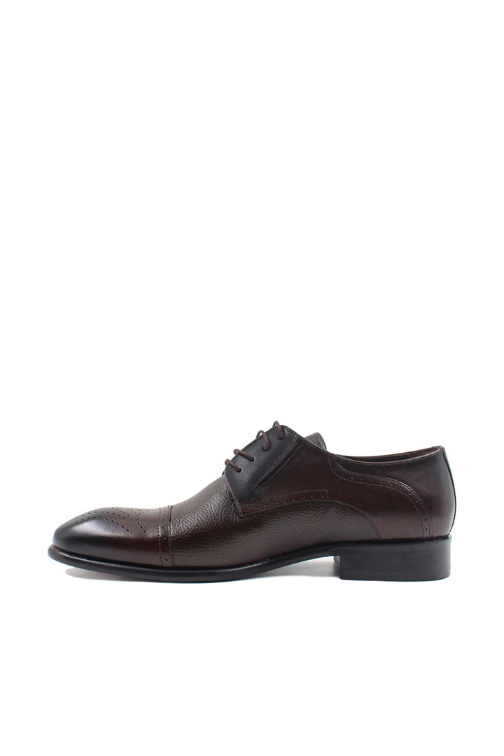 Zapatos Oxford para Hombre de Piel Marrón con Acabado Texturizado y Detalle Brogue - Wessi