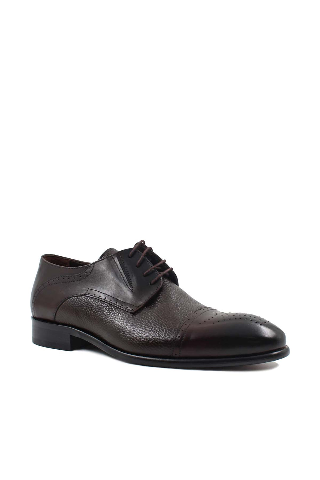 Zapatos Oxford para Hombre de Piel Marrón con Acabado Texturizado y Detalle Brogue - Wessi