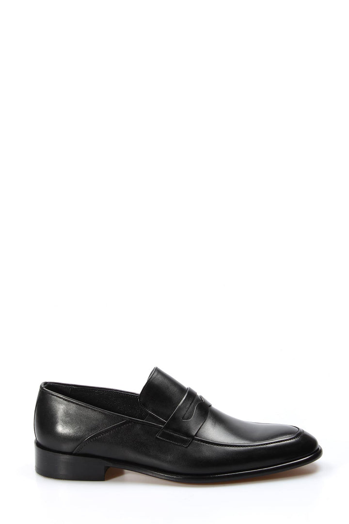 Men's Black Leather Classic Penny Loafers - Wessi