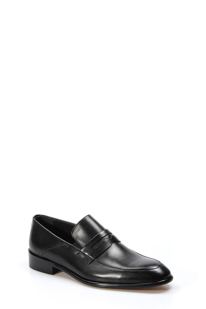 Men's Black Leather Classic Penny Loafers - Wessi