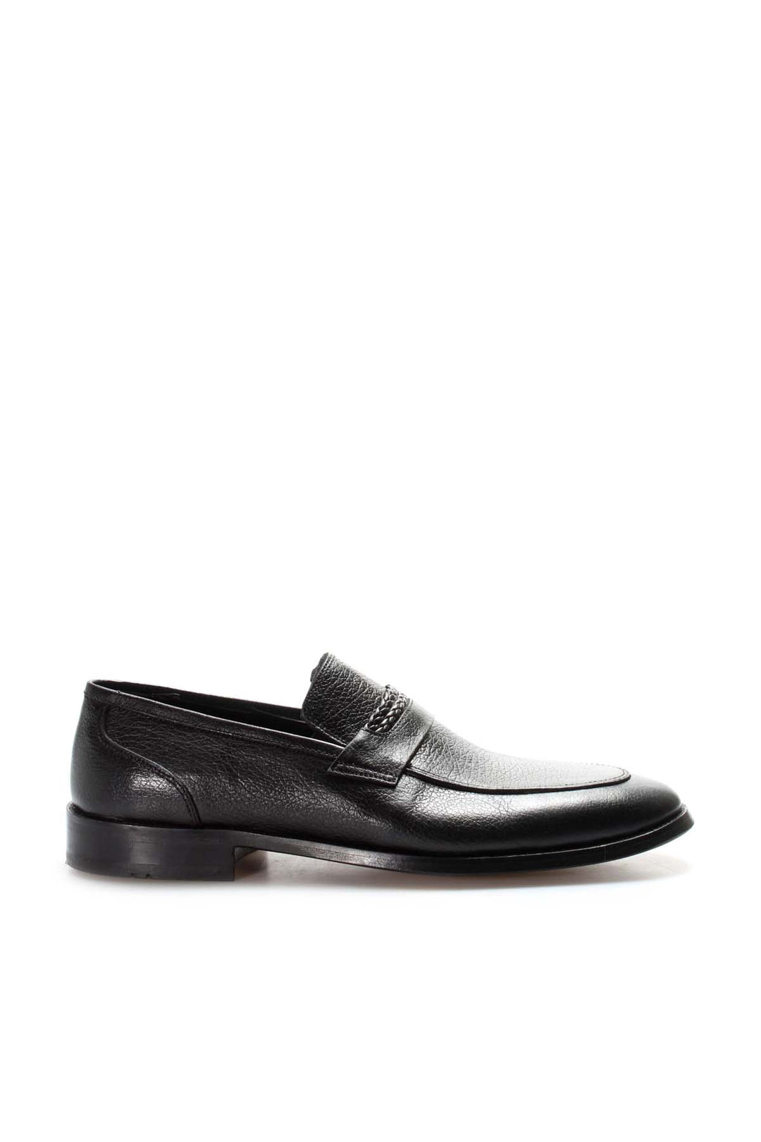 Men's Black Leather Formal Loafers-Wessi