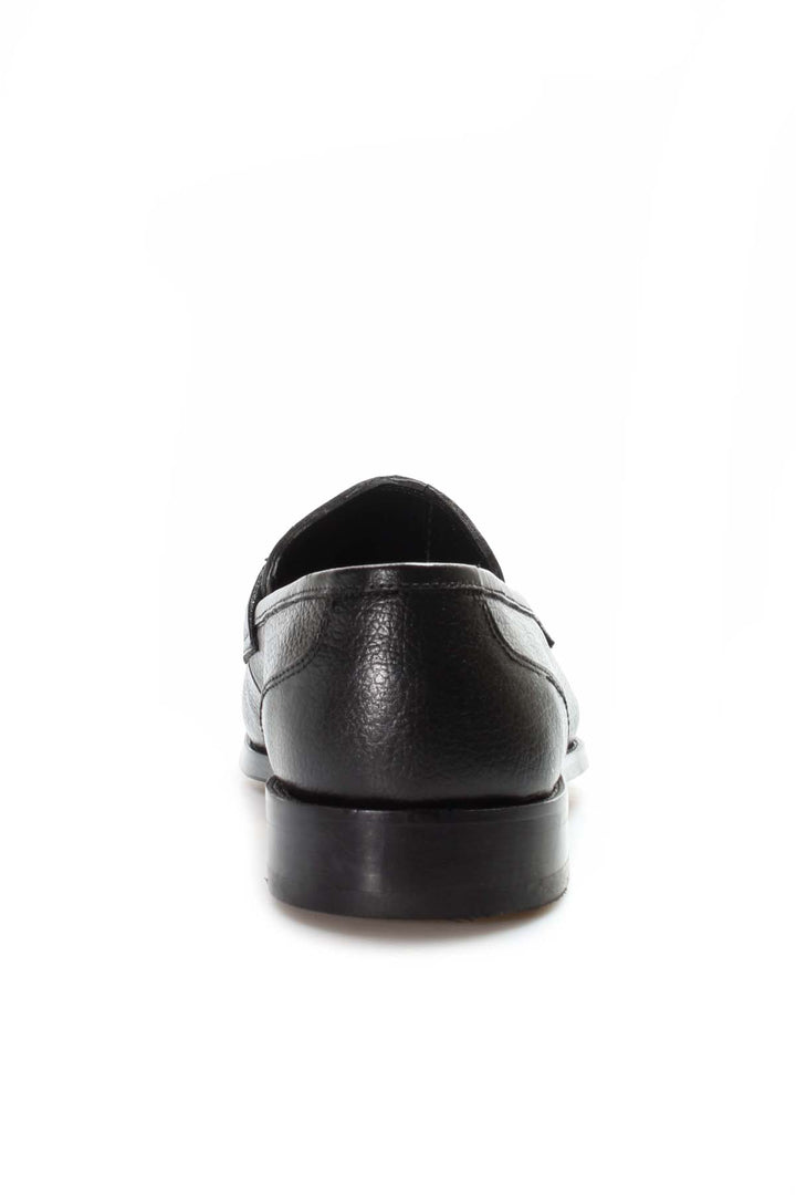 Men's Black Leather Formal Loafers-Wessi