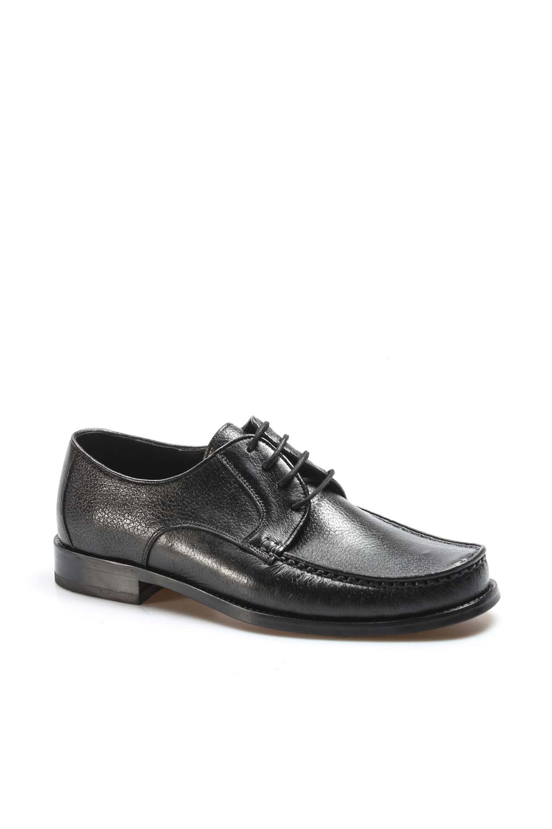 Men's Classic Black Leather Moc-Toe Derby Shoes - Wessi