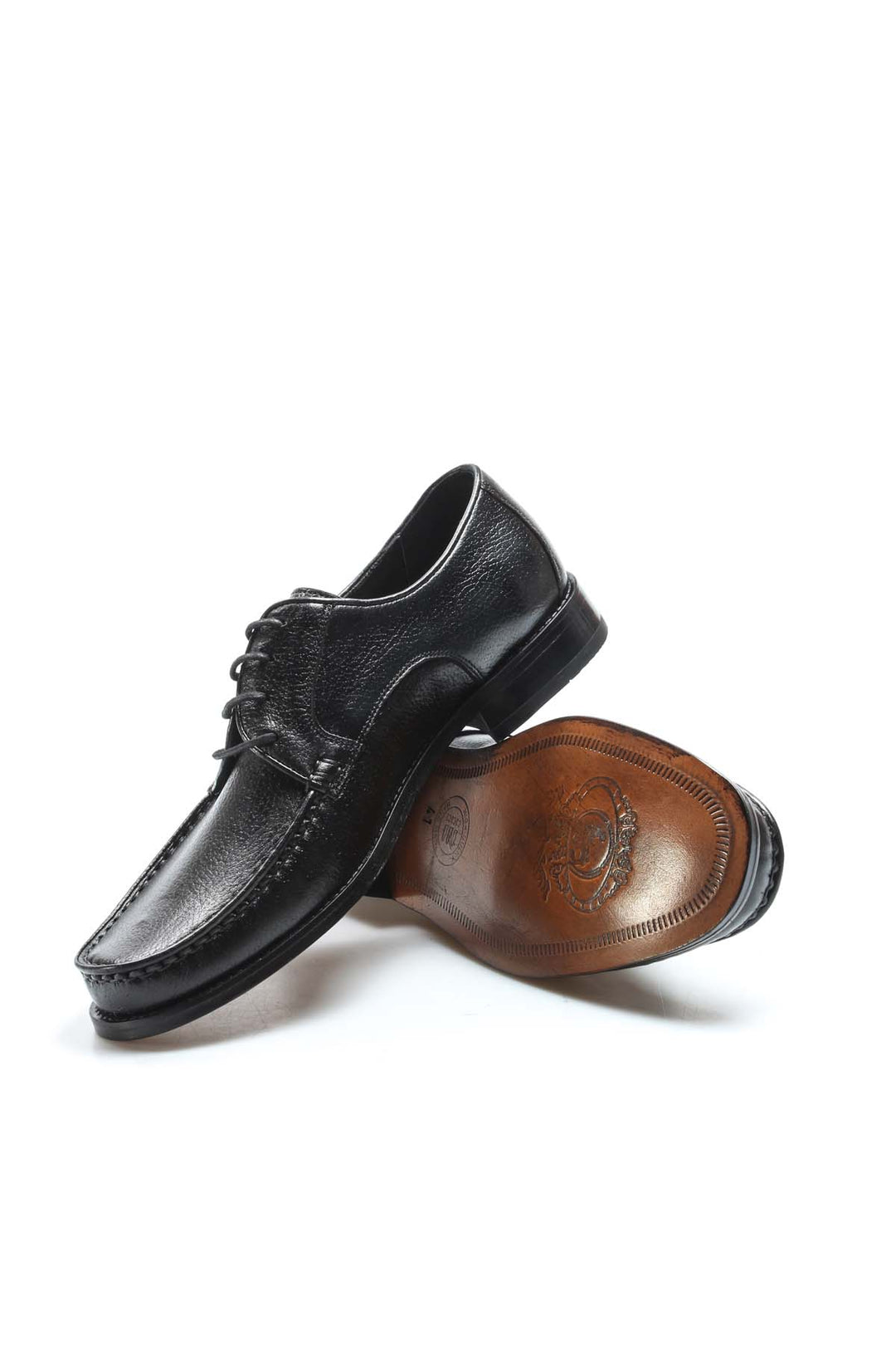 Men's Classic Black Leather Moc-Toe Derby Shoes - Wessi