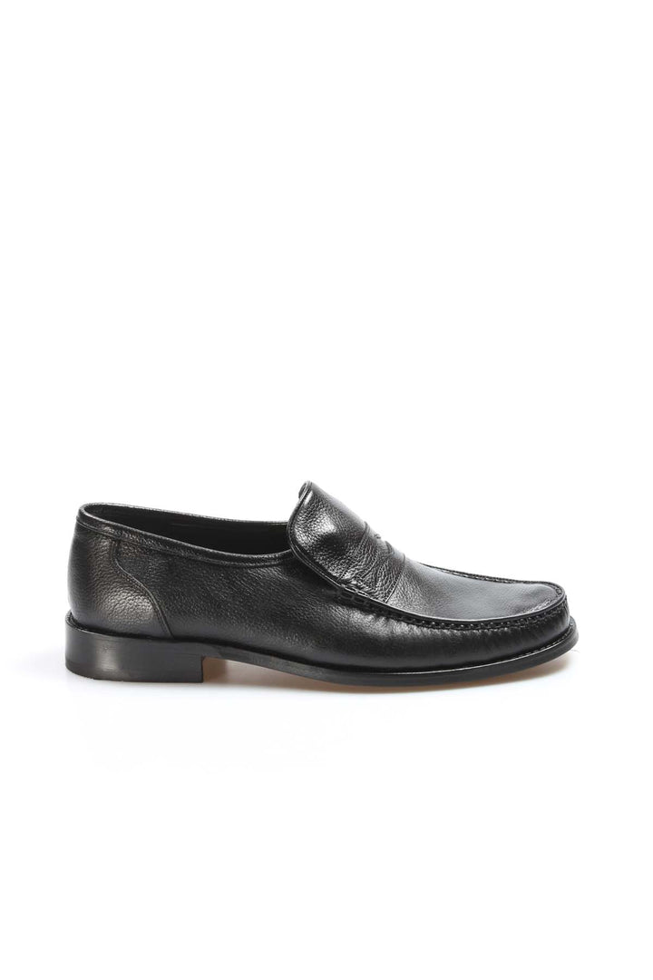 Men's Black Leather Penny Loafers with Classic Moc Toe - Wessi