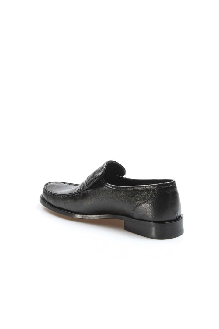 Men's Black Leather Penny Loafers with Classic Moc Toe - Wessi