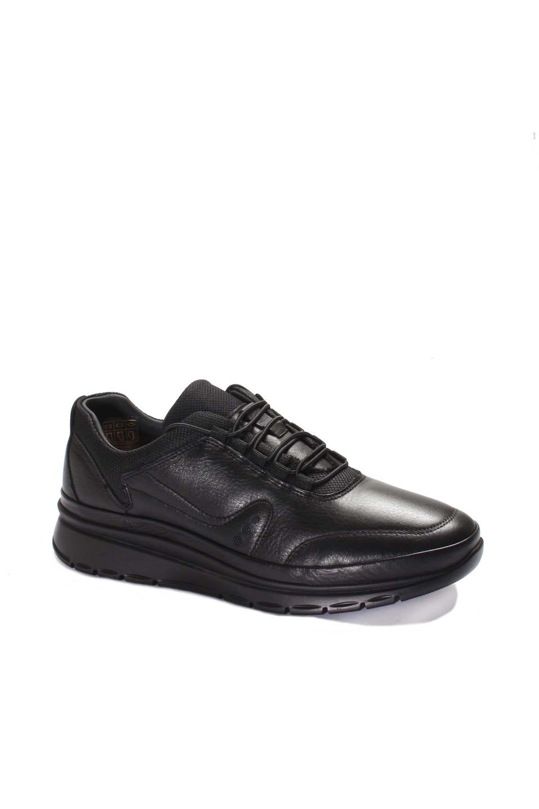 Black Leather Athletic Sneakers-Wessi