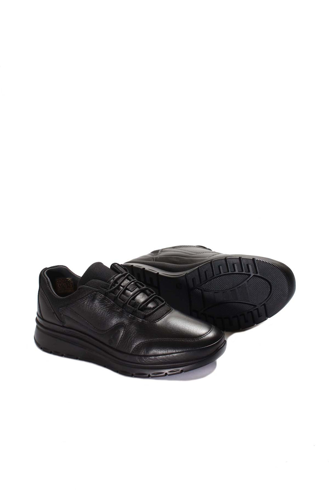 Black Leather Athletic Sneakers-Wessi