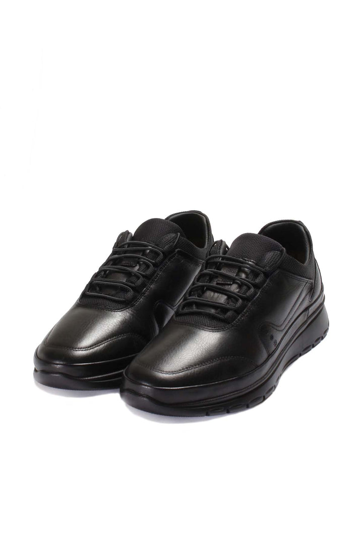 Black Leather Athletic Sneakers-Wessi