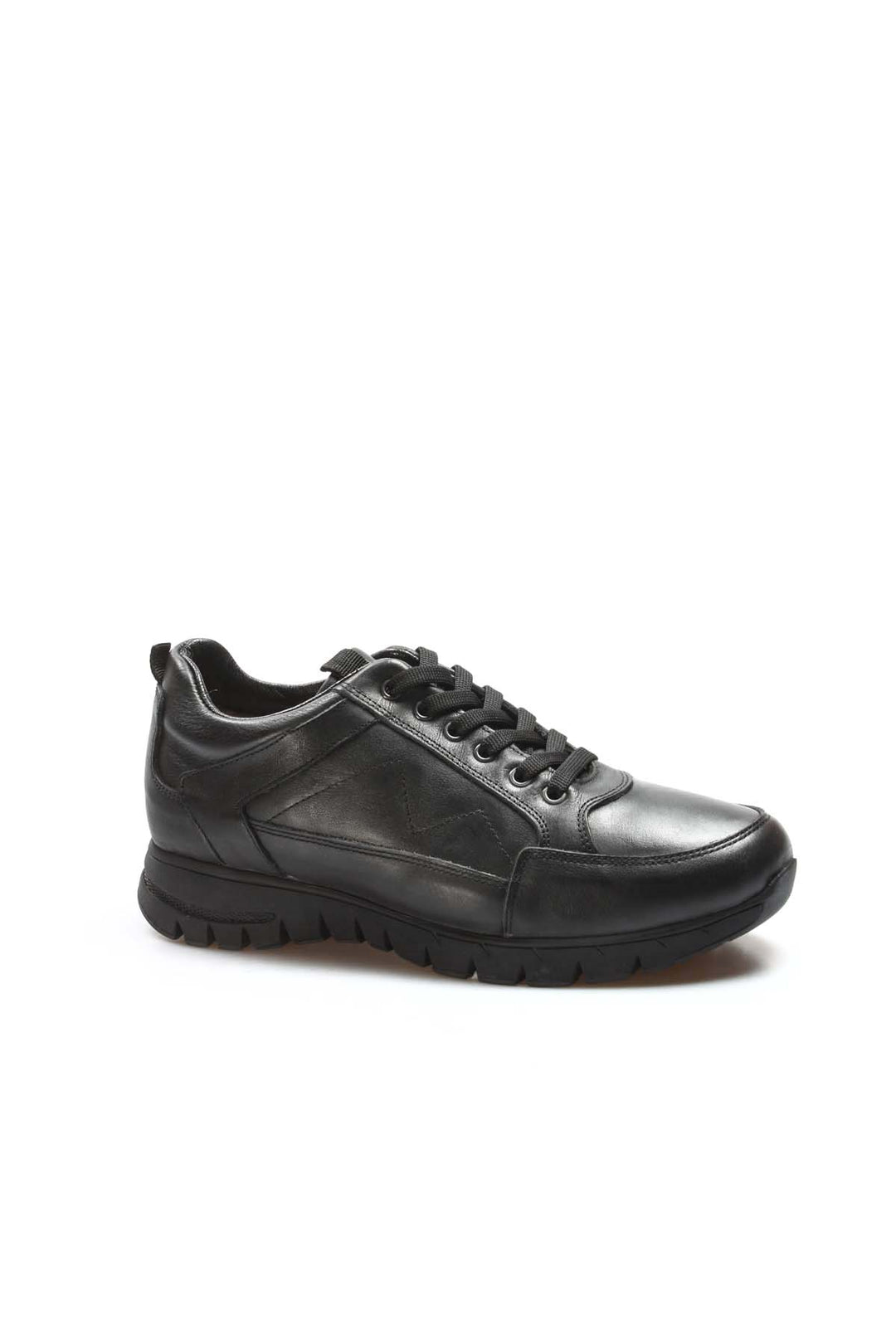 Black Leather Trail Sneakers-Wessi