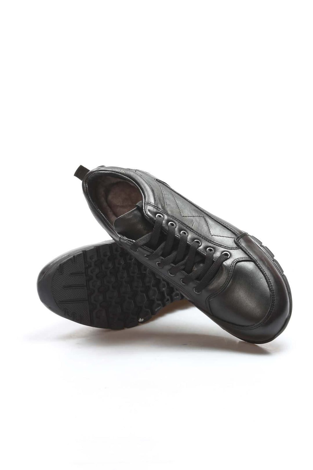 Black Leather Trail Sneakers-Wessi