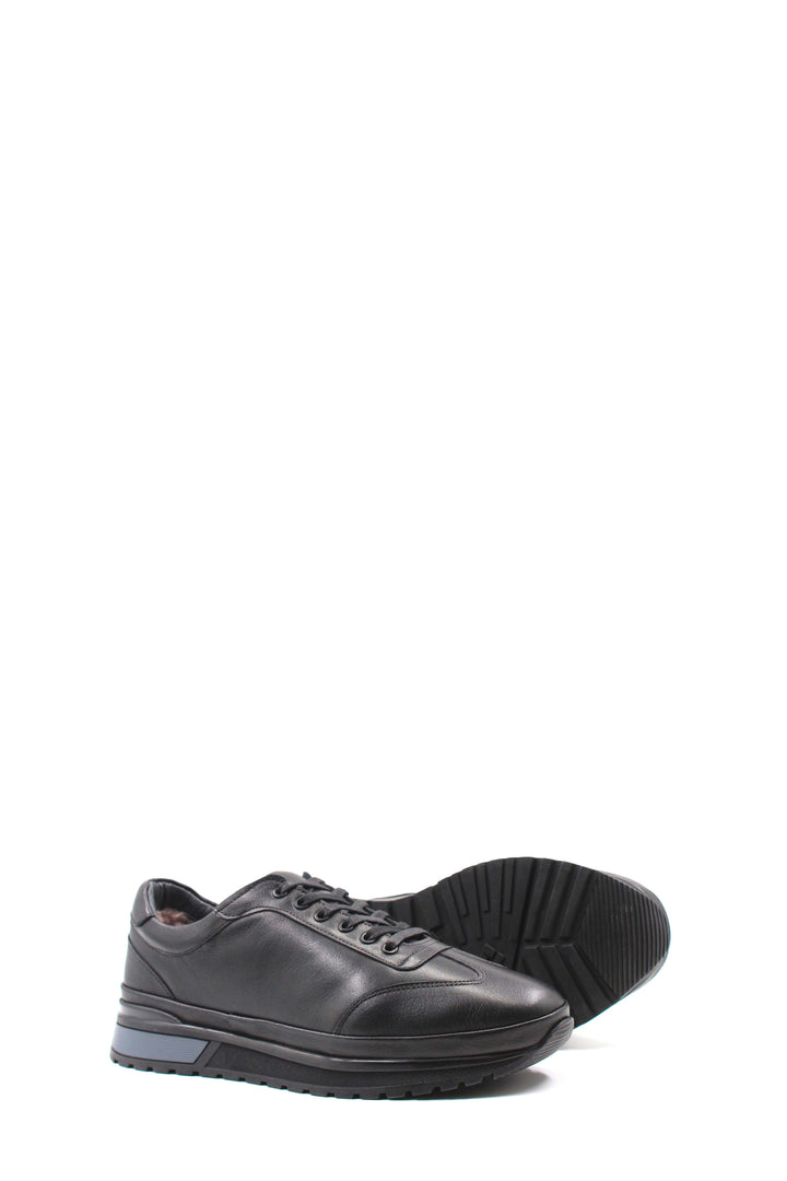 Black Leather Casual Sneakers Wessi