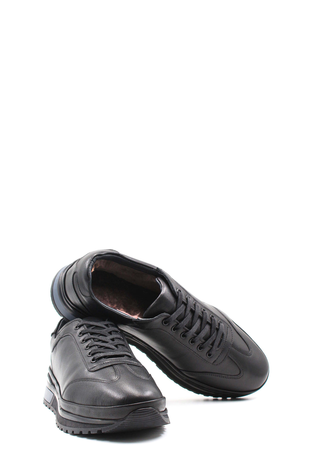 Black Leather Casual Sneakers Wessi