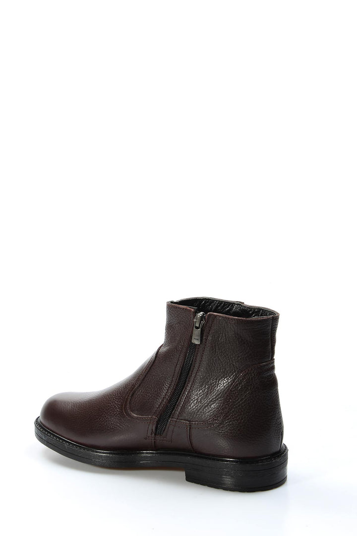 Men's Brown Leather Fur-Lined Boots - Wessi