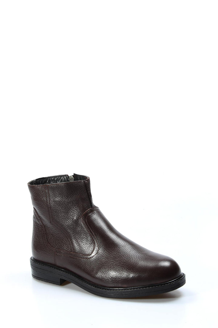 Men's Brown Leather Fur-Lined Boots - Wessi