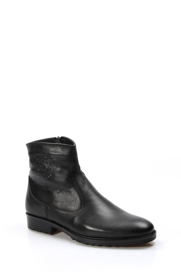 Men's Black Leather Ankle Boots-Wessi