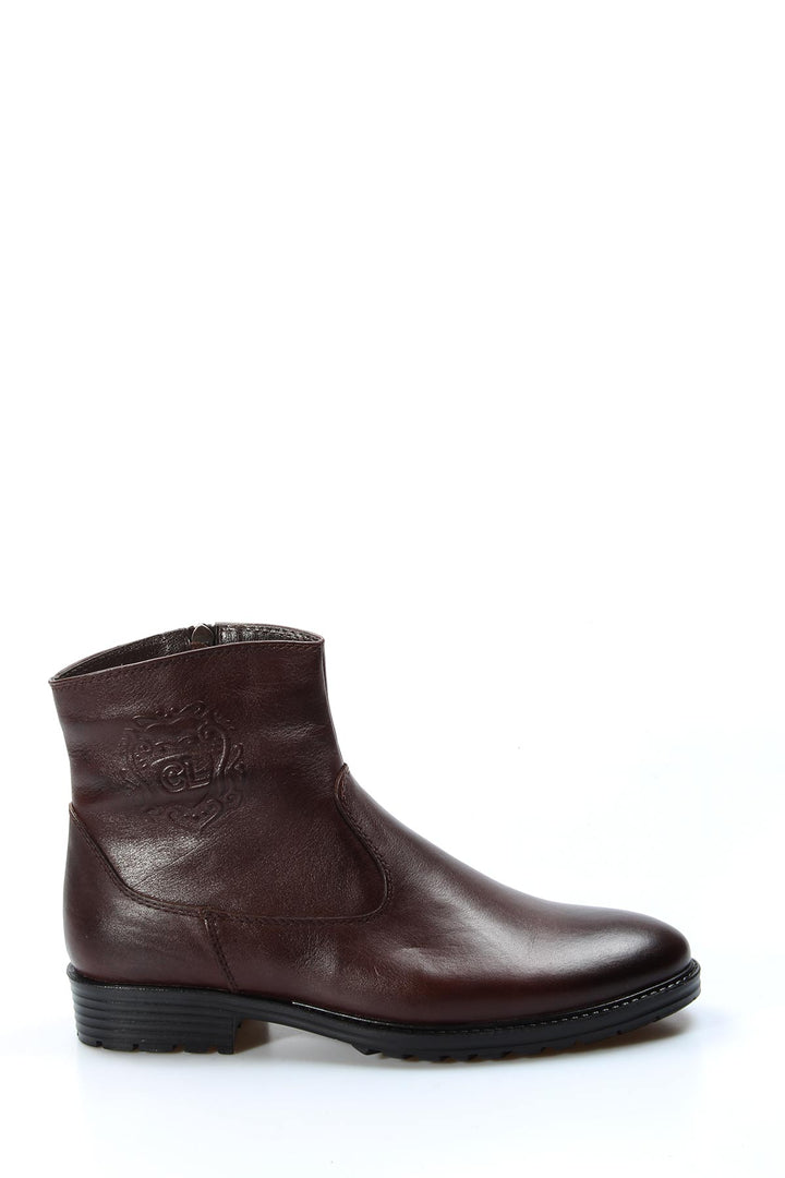 Brown Leather Zippered Ankle Boots Wessi