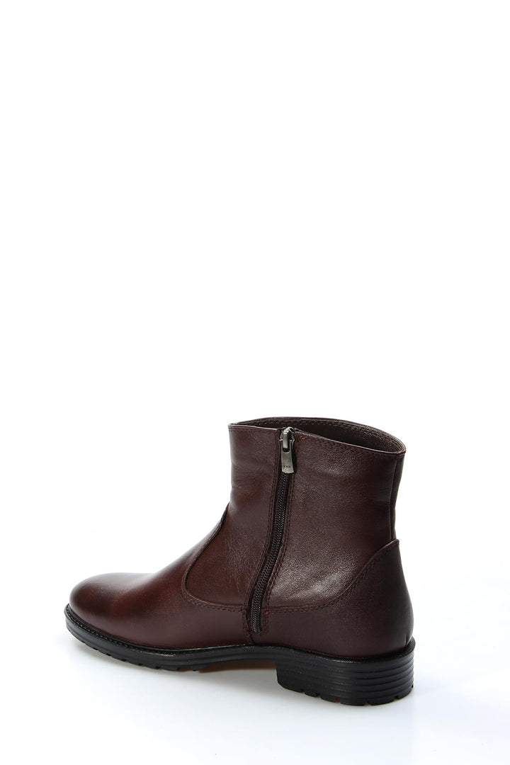 Brown Leather Zippered Ankle Boots Wessi