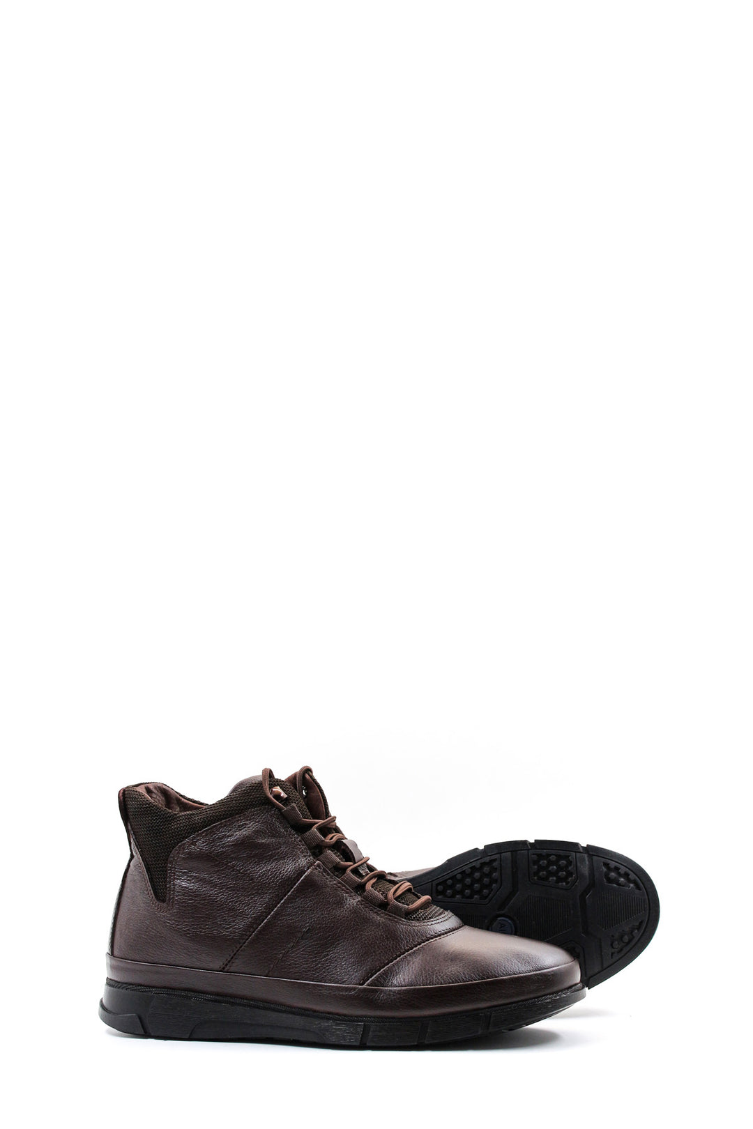 Men's Brown Leather High-Top Boots with Cushioned Sole - Wessi