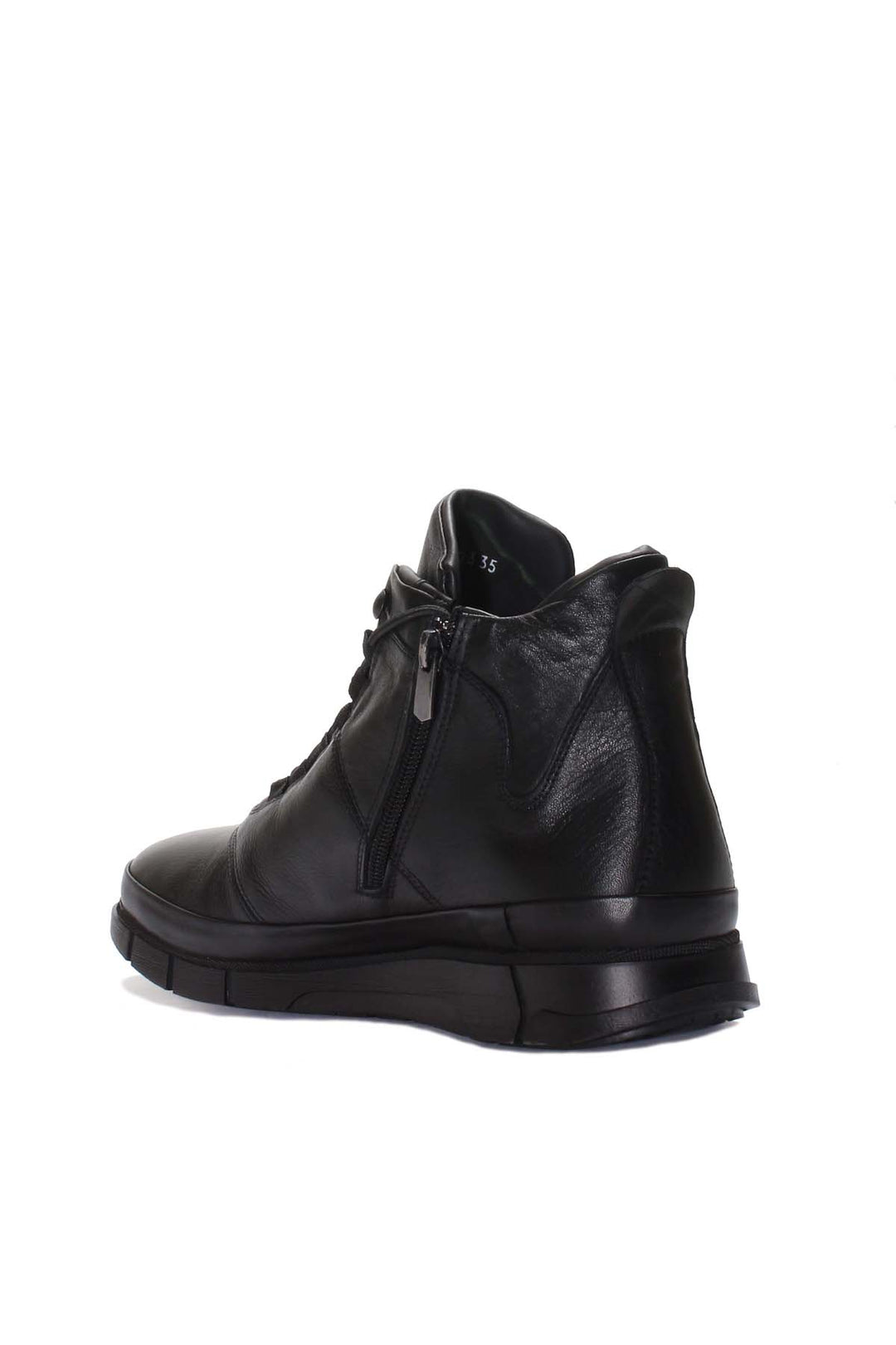 Men's Black Leather Boots with Fur Lining Lace-Up Durable Sole Wessi