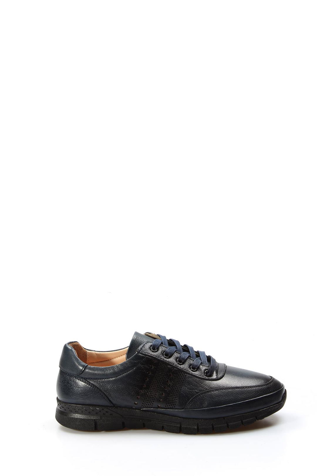 Navy Leather Casual Sneakers-Wessi