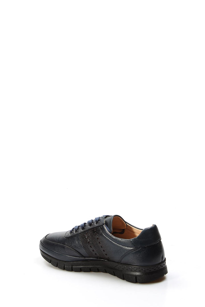 Navy Leather Casual Sneakers-Wessi