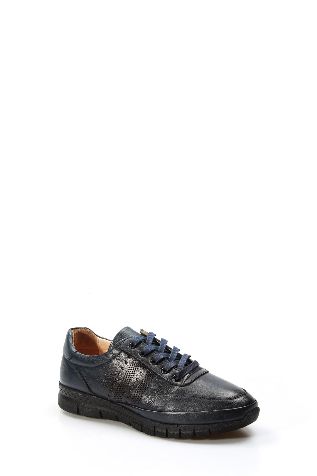 Navy Leather Casual Sneakers-Wessi