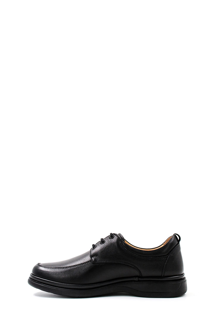 Men's Black Leather Comfort Lace-Up Shoes - Wessi