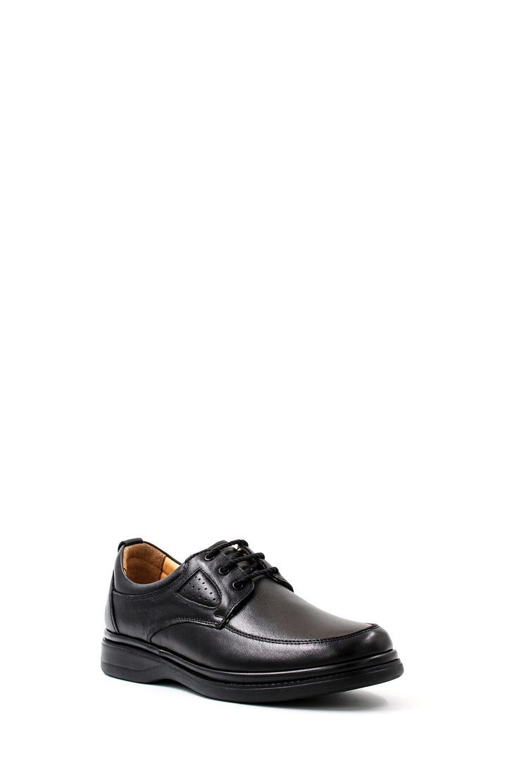 Men's Black Leather Comfort Lace-Up Shoes - Wessi