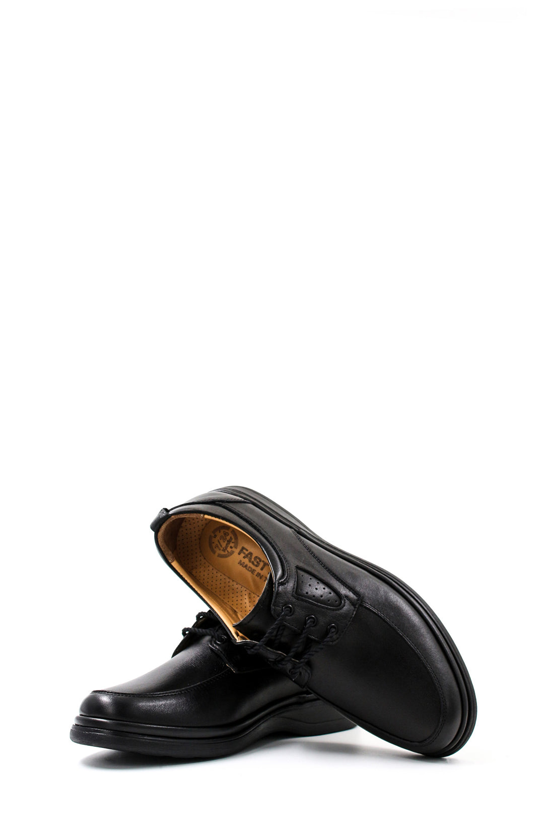 Men's Black Leather Comfort Lace-Up Shoes - Wessi