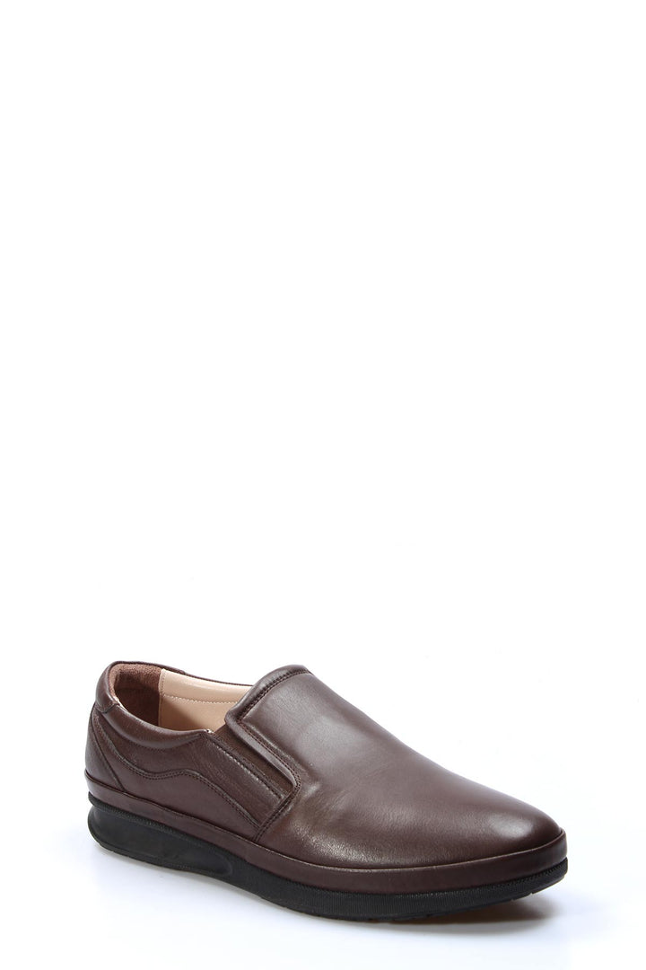 Brown Leather Slip-On Loafers Wessi