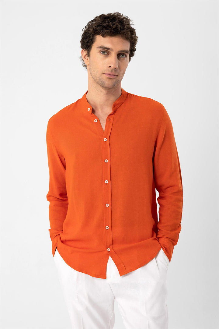 Men's Orange Judge Collar  Shirt - Wessi