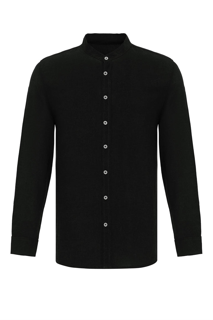 Camisa negra con cuello de juez para hombre - Wessi