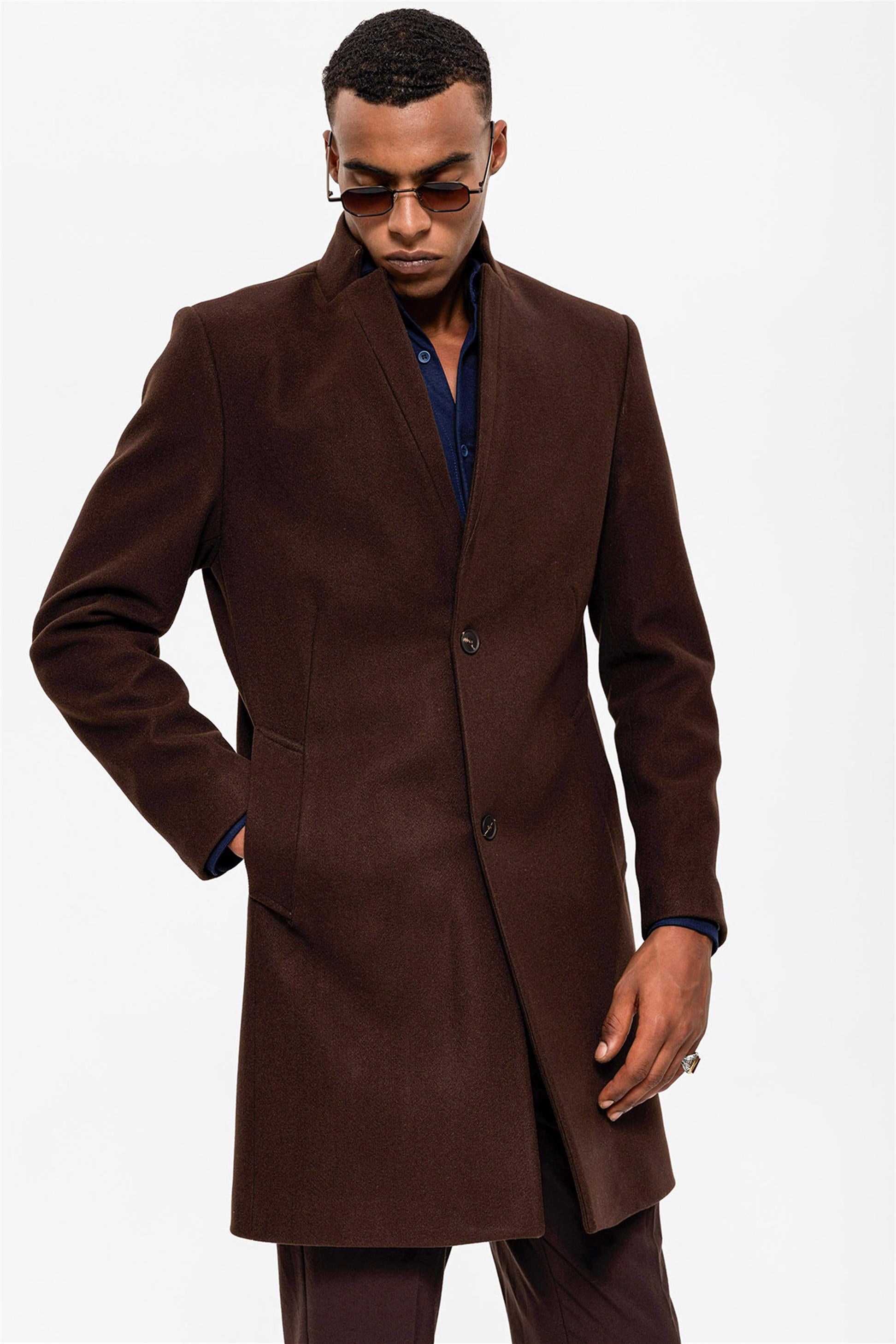 Brown Judge Collar Men s Coat Wessi Brown 48