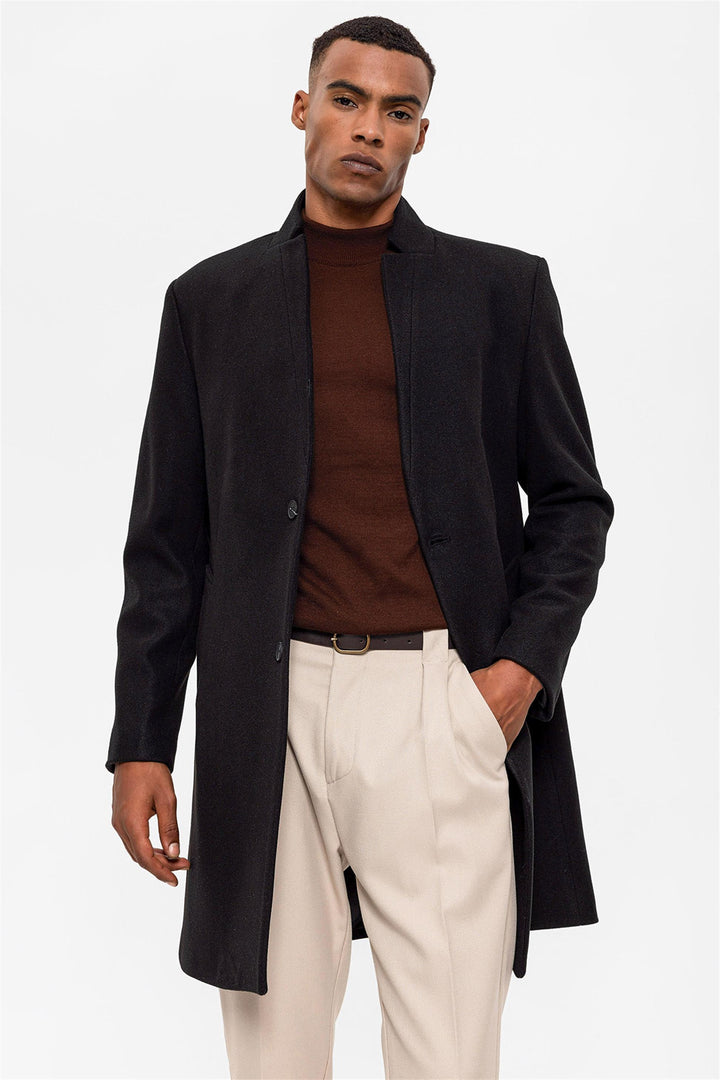 Black Judge Collar Men's Coat - Wessi