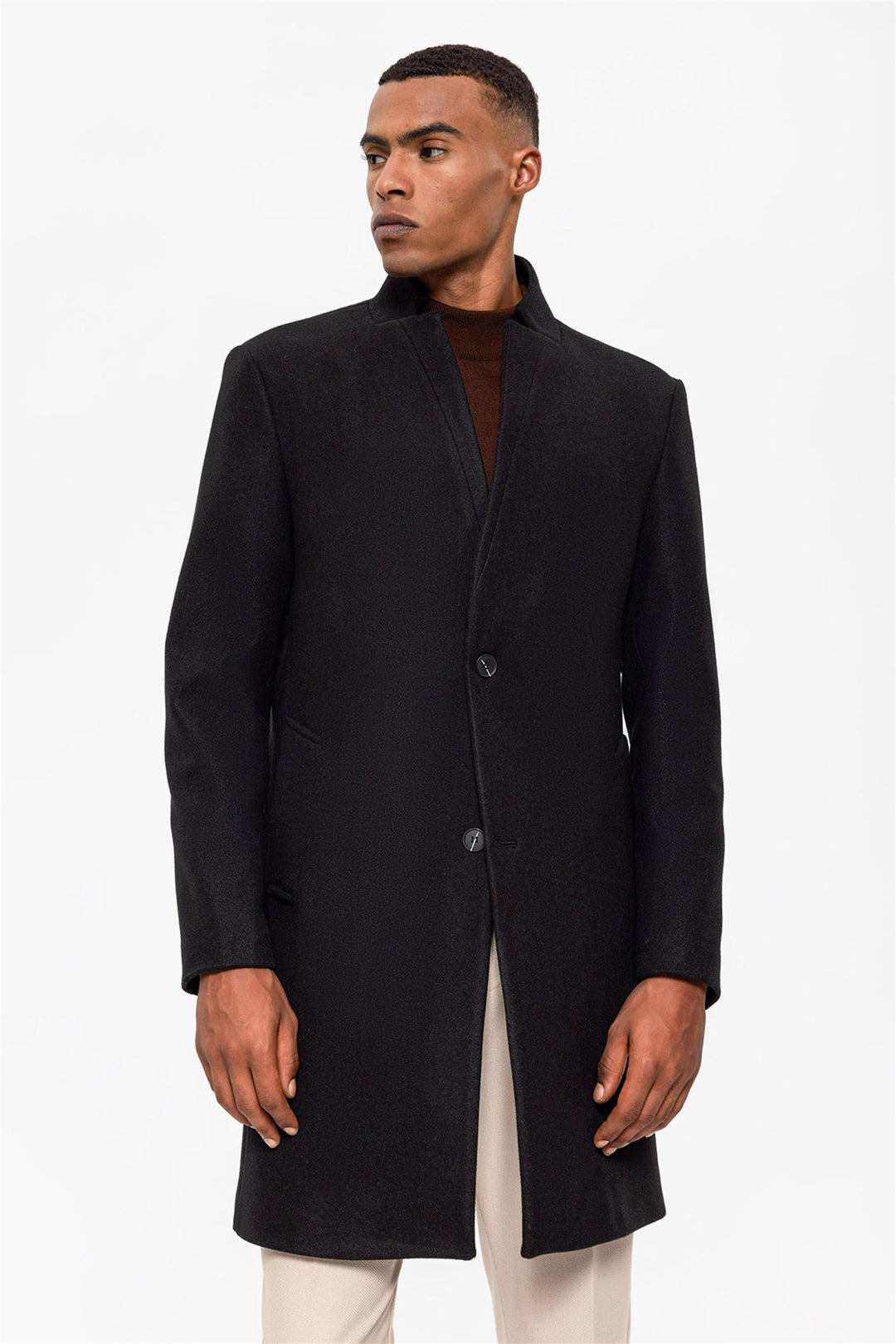 Black Judge Collar Men's Coat - Wessi