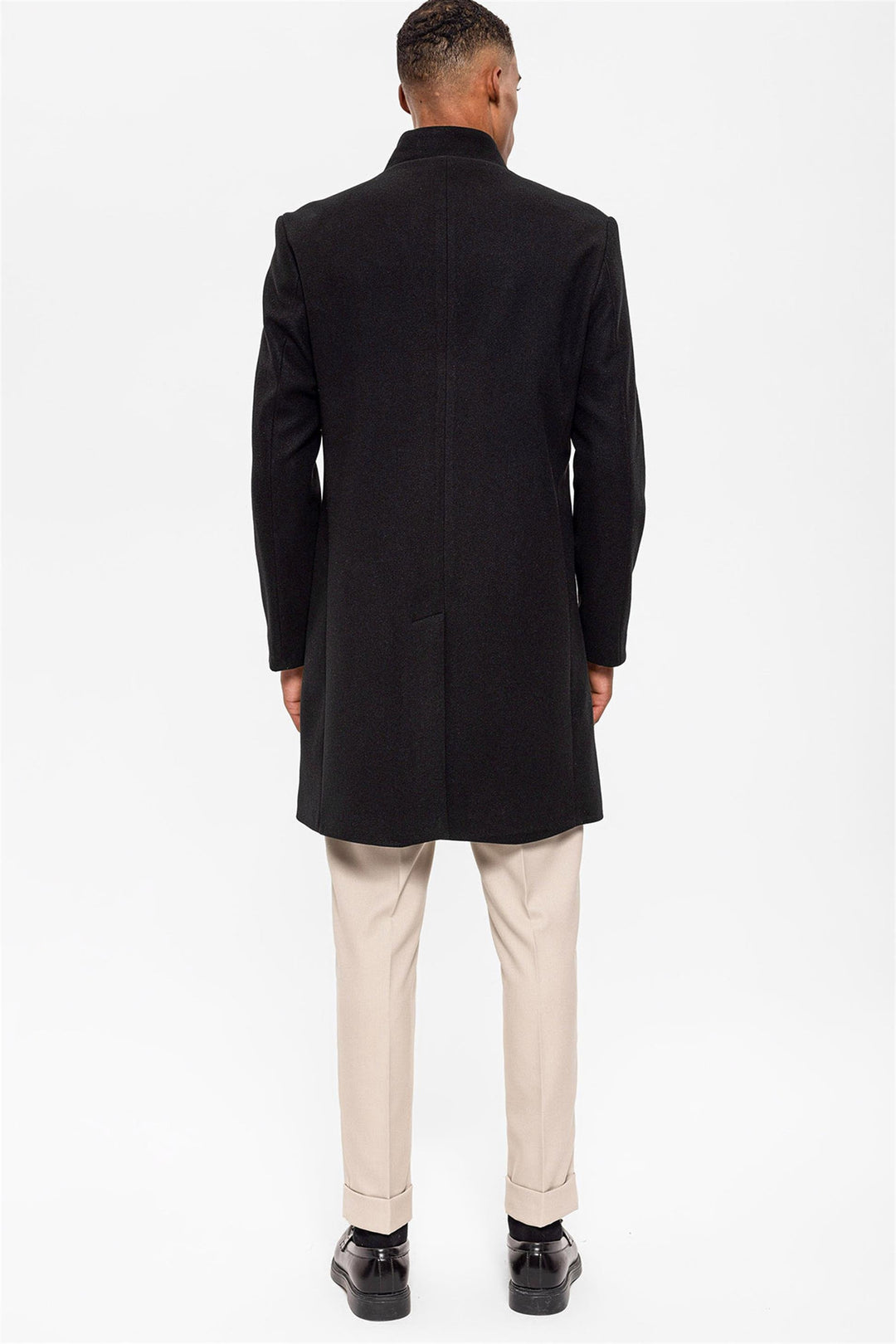 Black Judge Collar Men's Coat - Wessi