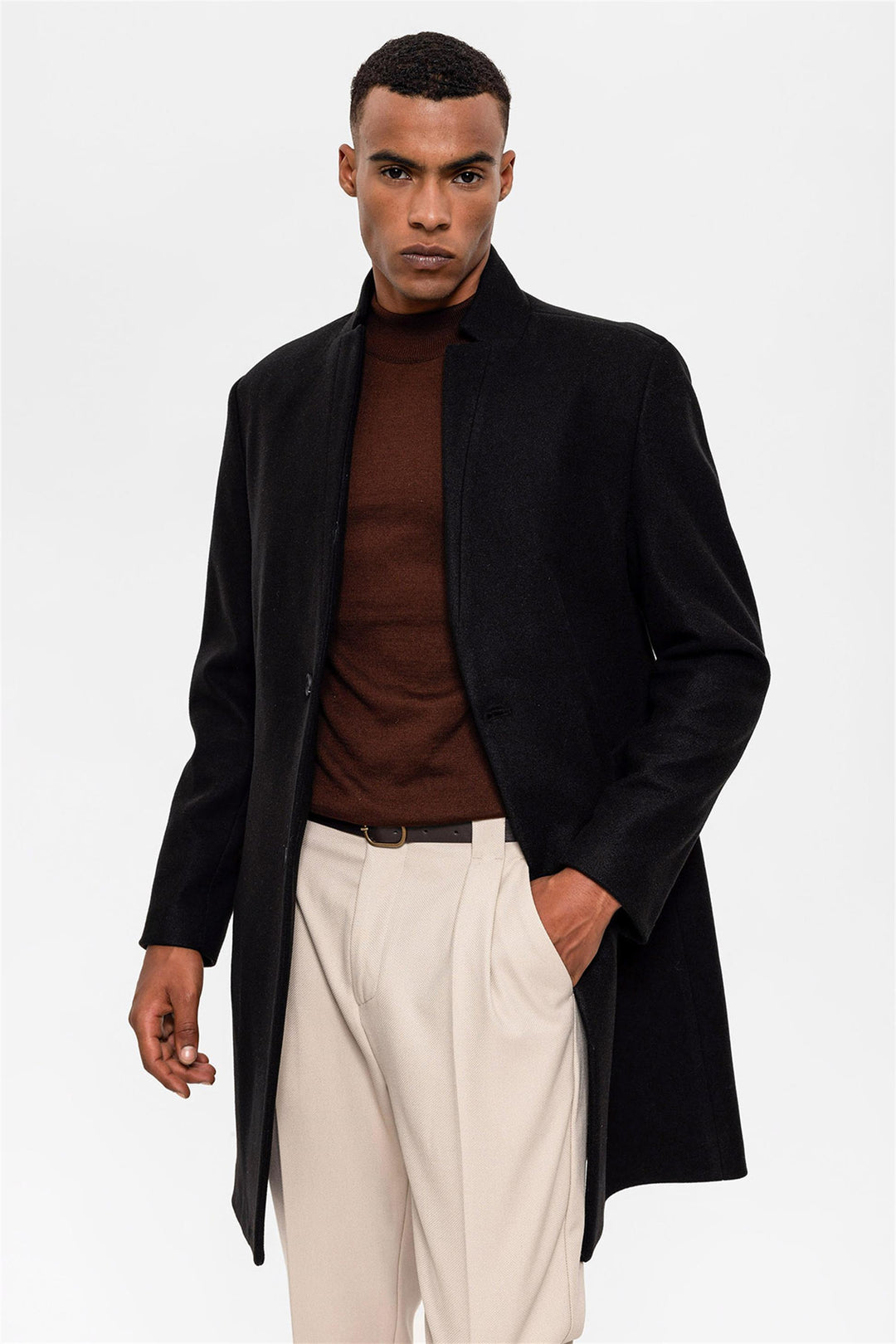 Black Judge Collar Men's Coat - Wessi