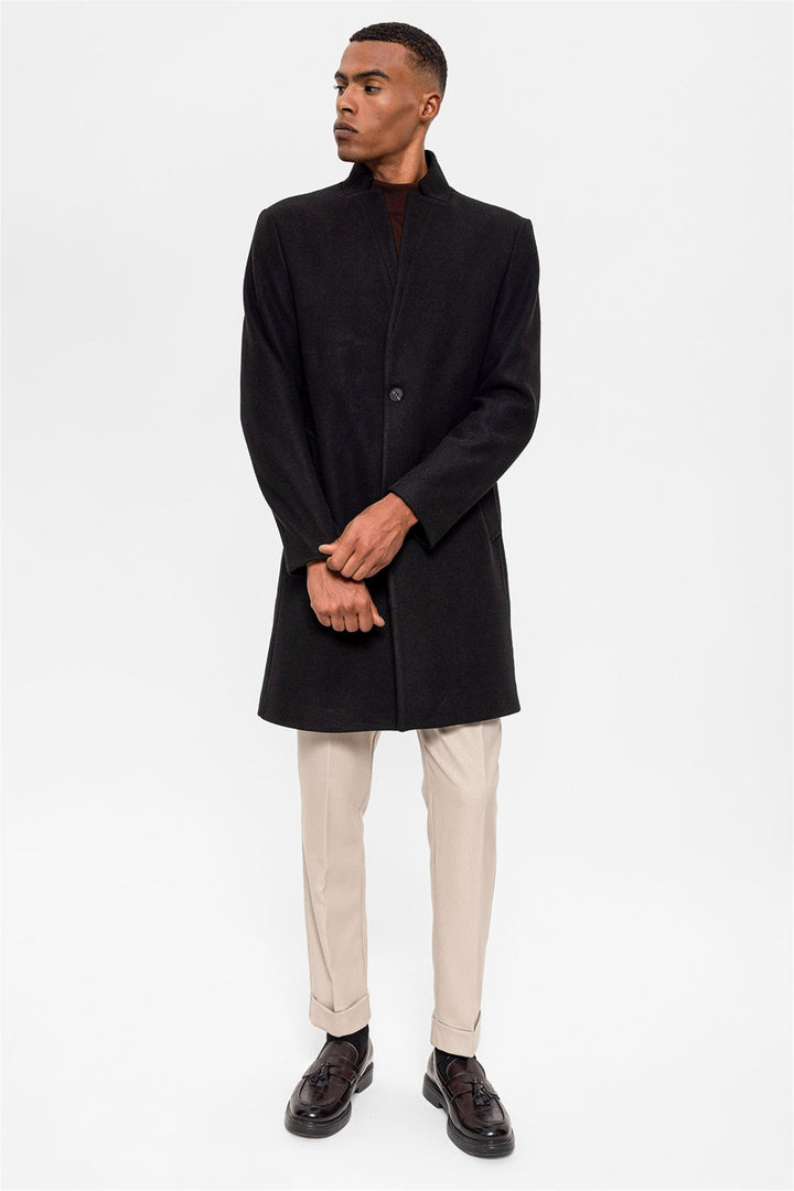 Black Judge Collar Men's Coat - Wessi