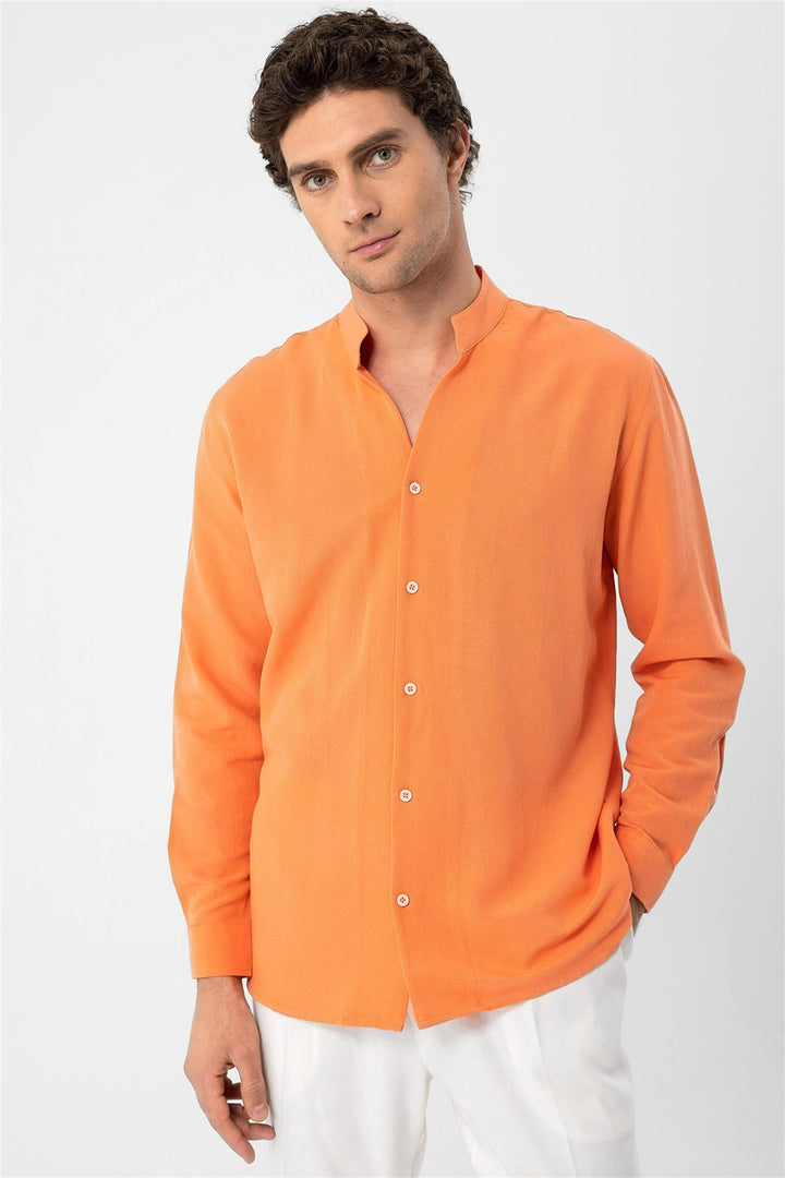 Men's Salmon Judge Collar Long Sleeve  Shirt - Wessi