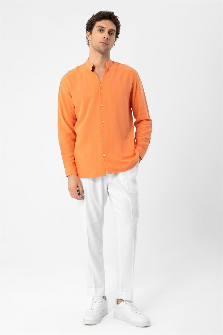 Men's Salmon Judge Collar Long Sleeve  Shirt - Wessi