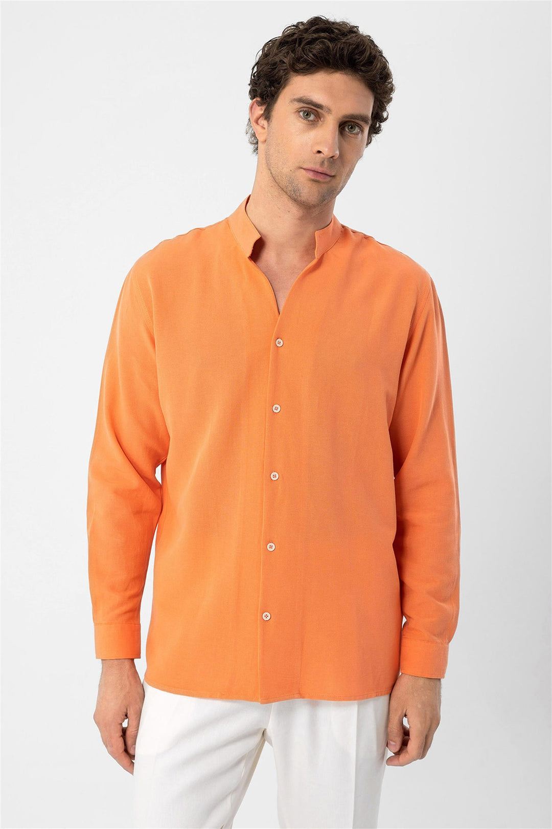 Men's Salmon Judge Collar Long Sleeve  Shirt - Wessi