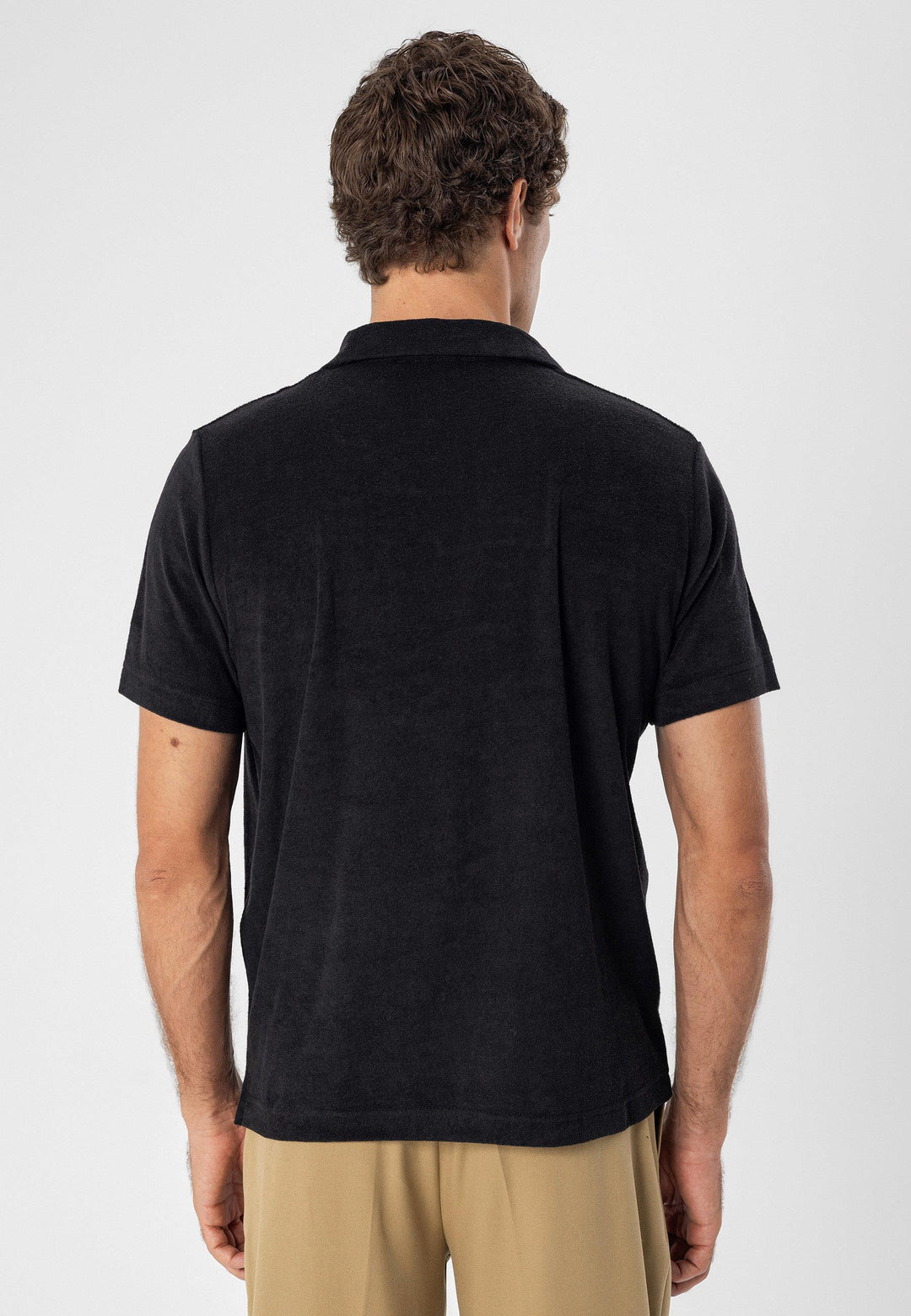 Men's Black Terry Fabric  T-Shirt - Wessi